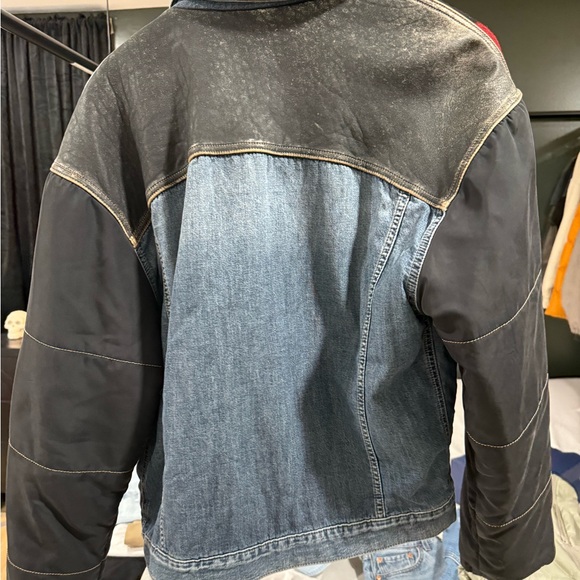 Diesel Red Plaid and Denim Men's Jacket - Picture 3 of 5